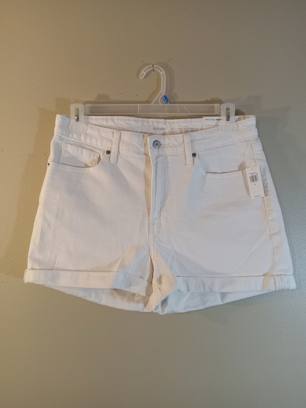 Old Navy White Denim Roll-Cuff High-Rise Shorts